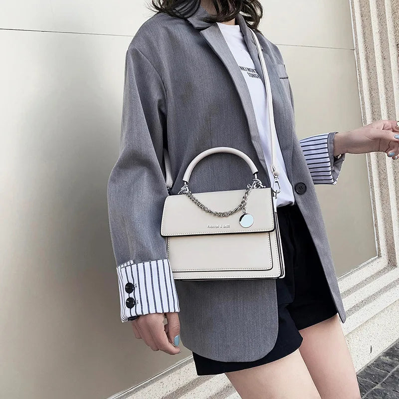 Square Tote Bag High PU Leather Women's Handbag Travel Shoulder Messenger Bag