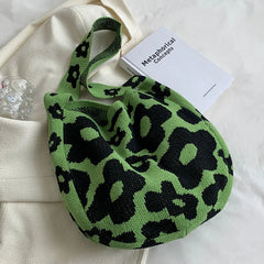 Bohemia Knitted Shoulder Bag Summer Flowers Large Capacity Bucket Travel Handbag