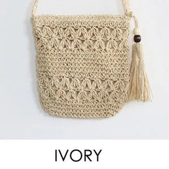 Women's Summer Woven Cross Body Bag with Tassel Shoulder Bag