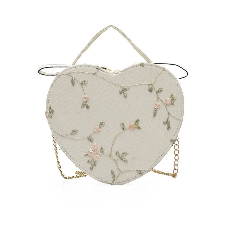 Women's Sweet Lace Heart Handbag Crossbody Bag