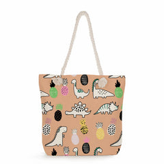 Daily Dinosaur Print Women Handbags Large Capacity Shopping Bags
