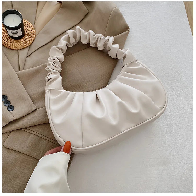Women's Pleated Handlebags PU Cloud Bags Shoulder Handbag