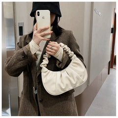 Women's Pleated Handlebags PU Cloud Bags Shoulder Handbag