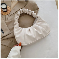 Women's Pleated Handlebags PU Cloud Bags Shoulder Handbag