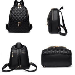 Vintage Leather Backpack Women Large Capacity Bookbag School Travel Bagpack