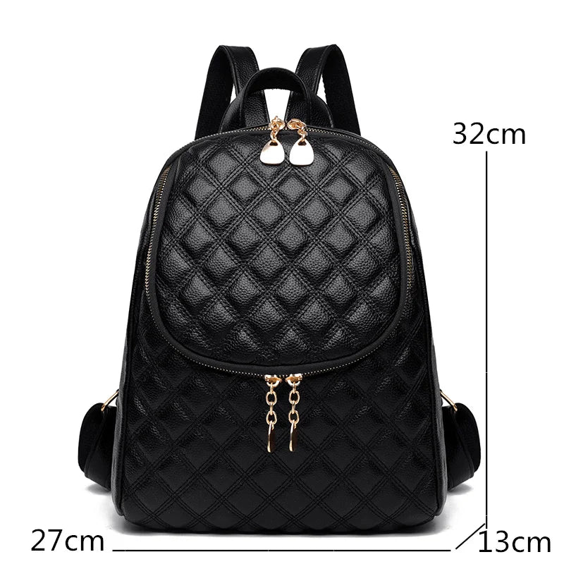 Vintage Leather Backpack Women Large Capacity Bookbag School Travel Bagpack
