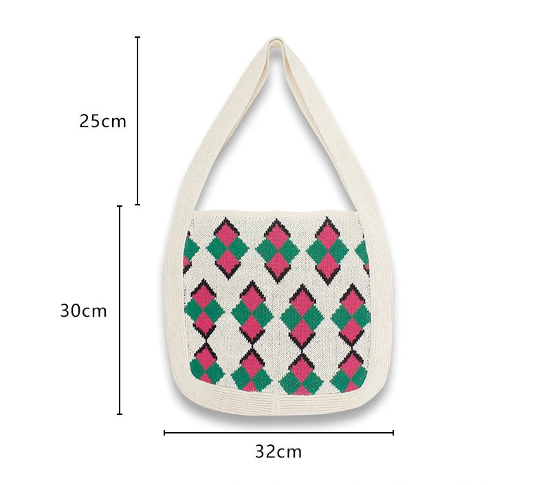 Vintage Crochet Slouchy Pouch Bag Soft Hobo Shoulder Bag