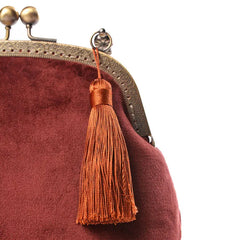 Vintage Velvet Hanfu Bag Fringed Small Size Phone Sling Shoulder Bag