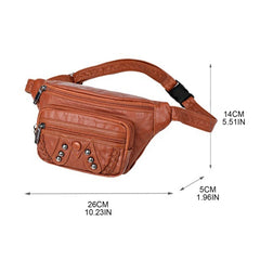 Vintage Waist Fanny Pack Large Capacity PU Leather Phone Pouch
