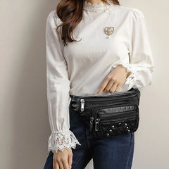 Vintage Waist Fanny Pack Large Capacity PU Leather Phone Pouch
