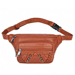 Vintage Waist Fanny Pack Large Capacity PU Leather Phone Pouch
