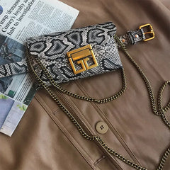 Female Waist Packs Snake Print Fanny Pack Mini Square Purse