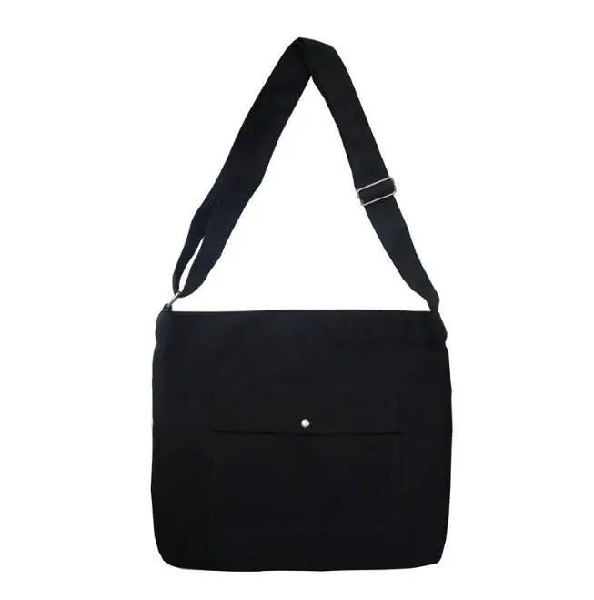 Large Capacity Canvas Crossbody Bag Solid Shoulder Bag Couple Canvas Bag