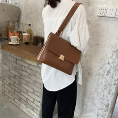 Retro Messenger Bag PU Leather Large Handbag Casual Shoulder Bag