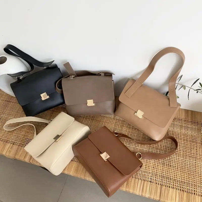 Retro Messenger Bag PU Leather Large Handbag Casual Shoulder Bag