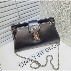 Solid Metal Chain Handbag Envelope Shoulder Bag