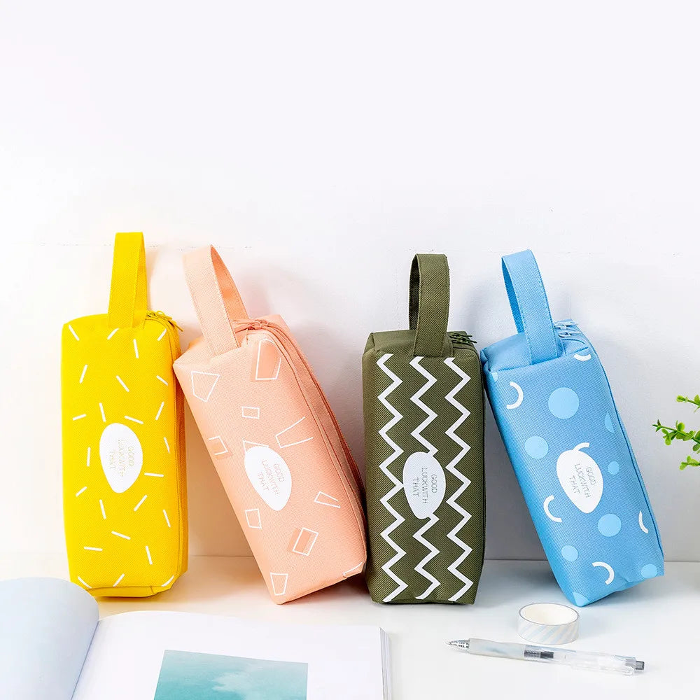 Kids School Stationery Bag For Girls Boys Large Capacity Portable Pen Bag