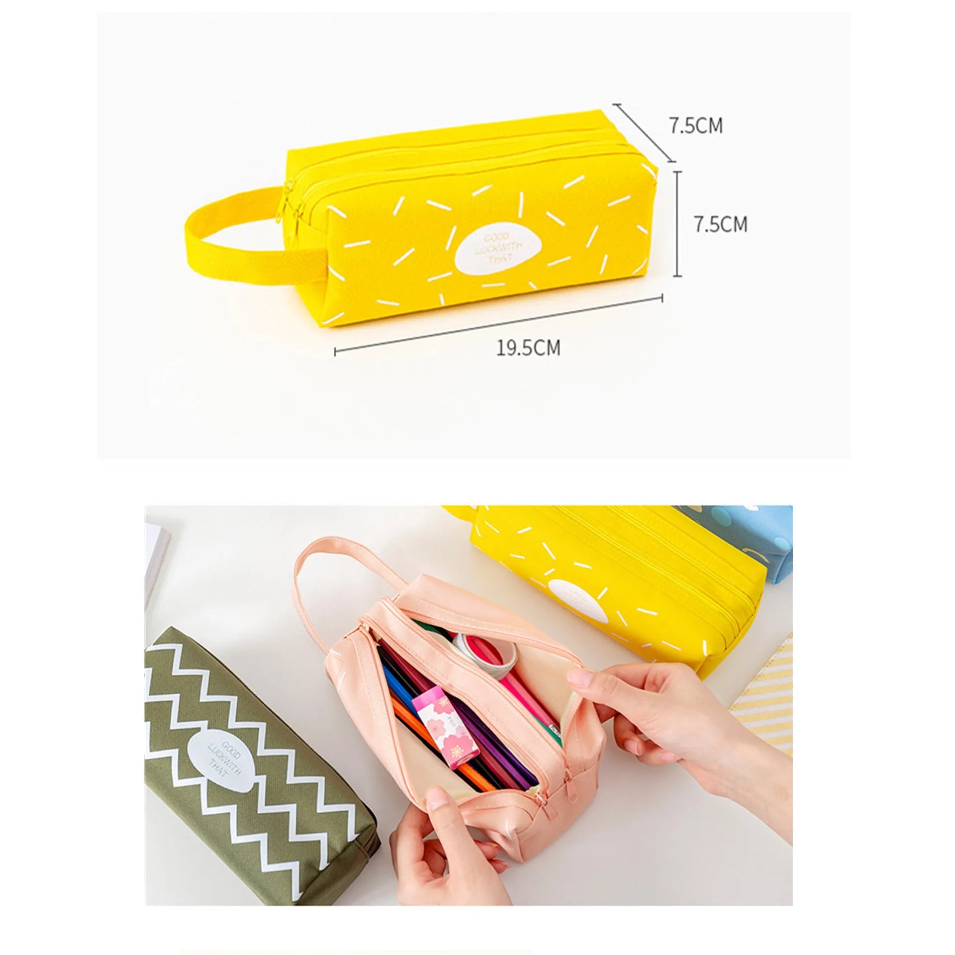 Kids School Stationery Bag For Girls Boys Large Capacity Portable Pen Bag