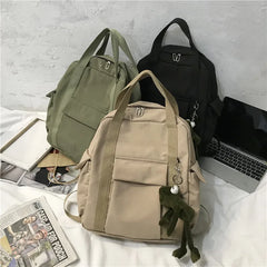 Women Waterproof Nylon School Backpack College Student Bookbag Laptop Bag
