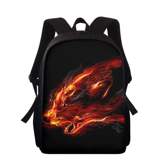 Wolf Print School Backpack Kids Boys Girls Shoulder Bag Set