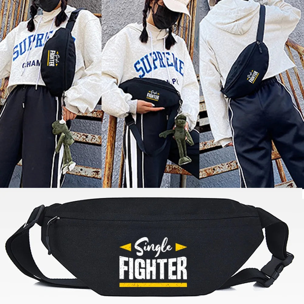 Fighter Letter Print Waist Bags Men Women Sport Chest Pack Crossbody Wallet