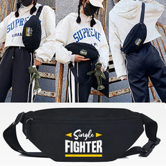 Fighter Letter Print Waist Bags Men Women Sport Chest Pack Crossbody Wallet