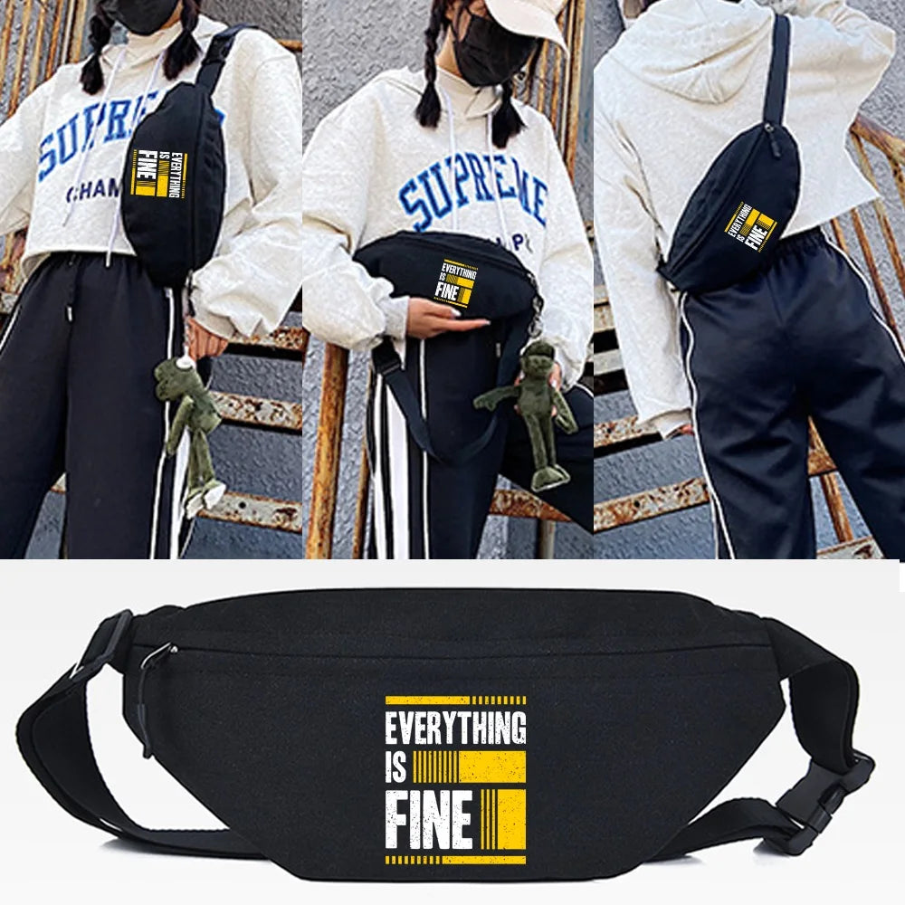 Fine Letter Print Waist Bags Men Women Chest Packs Sports Shoulder Bags