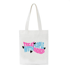 Casual Punk Cartoon Women Bag Treat People with Kindness Shoulder Bags