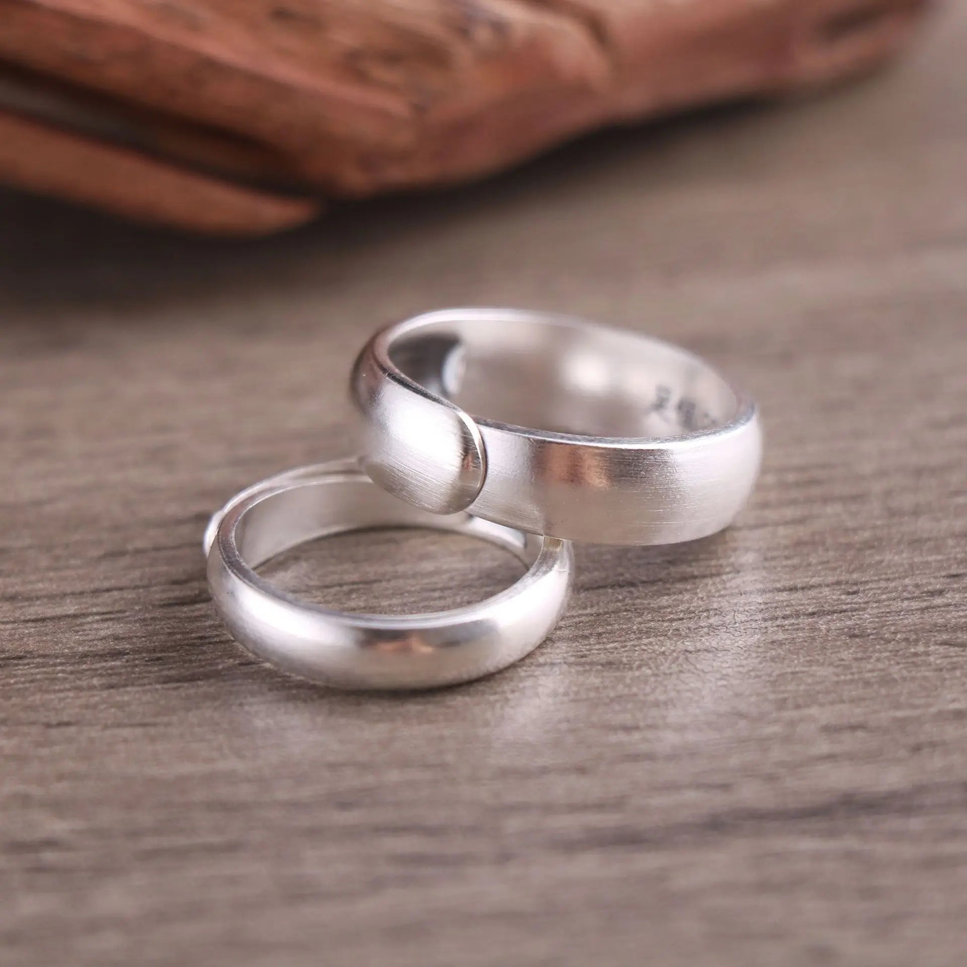 Ethnic Ancient Silver Ring 999 Sterling Silver Couple Holiday