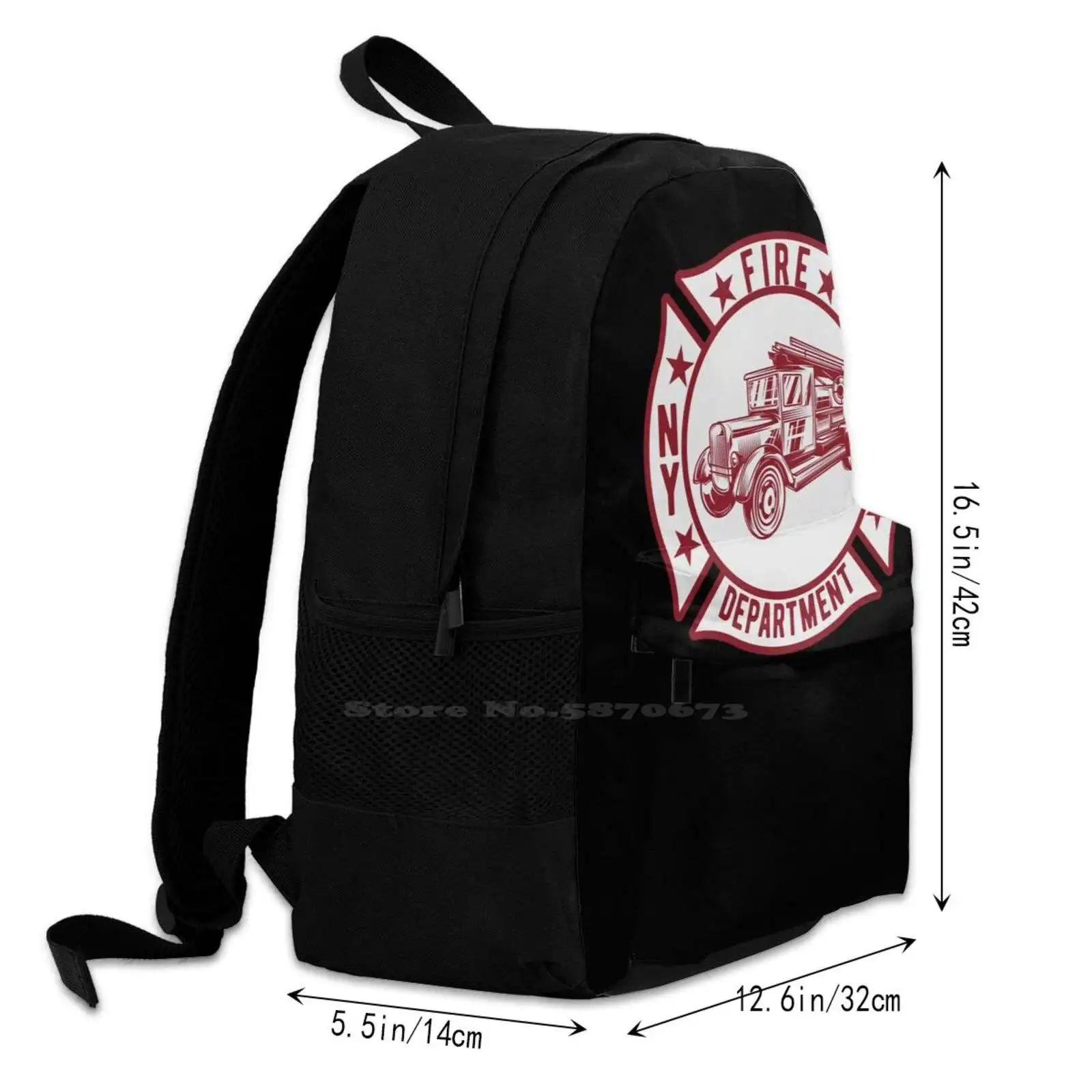 Vintage Fire Truck Patch Backpack for Men Women Girls Teenage