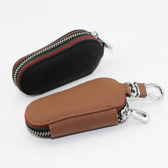 Genuine Leather Car Key Case Zipper Wallet Key Holder Organizer