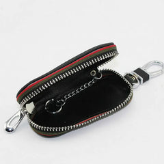 Genuine Leather Car Key Case Zipper Wallet Key Holder Organizer