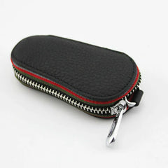 Genuine Leather Car Key Case Zipper Wallet Key Holder Organizer