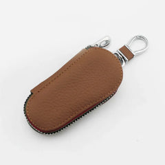 Genuine Leather Car Key Case Zipper Wallet Key Holder Organizer