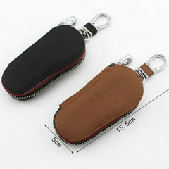 Genuine Leather Car Key Case Zipper Wallet Key Holder Organizer