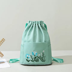 Water Resistant Fitness Backpack Gym Sack Drawstring Bag