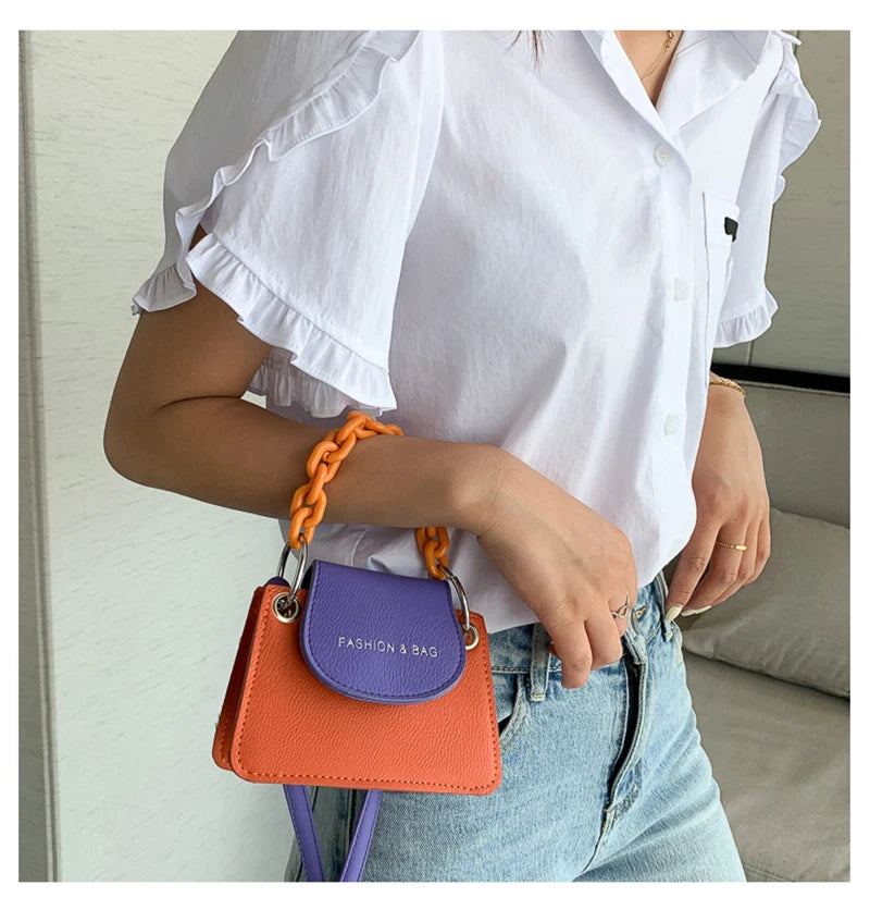 Fitshinling PU Mini Purse Chain Small Bags Female Faux Leather Summer Lady Bag