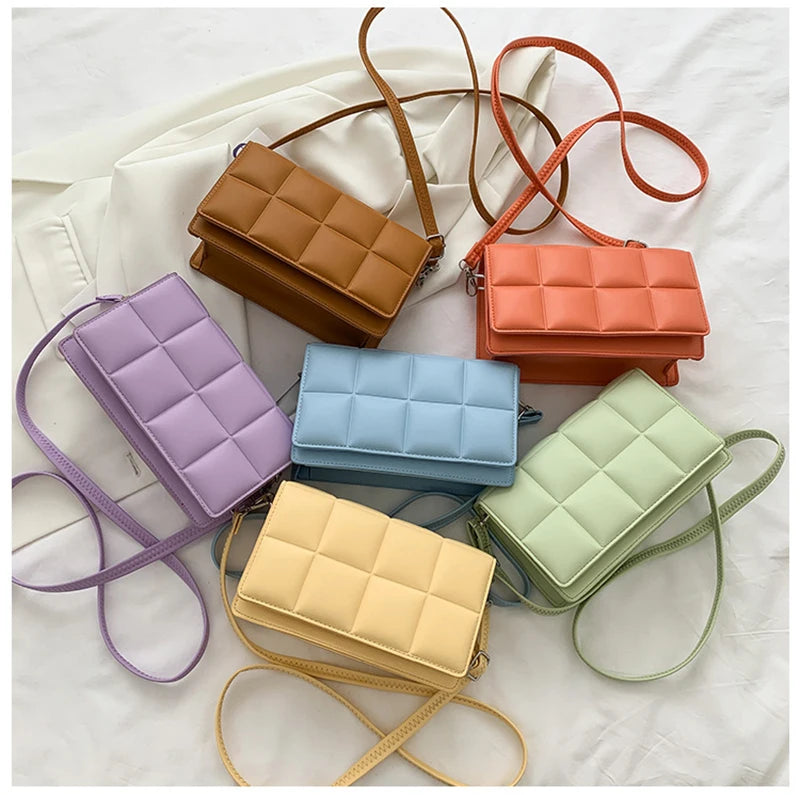 Fitshinling Plaid PU Mini Bag Basic Casual Small Purse