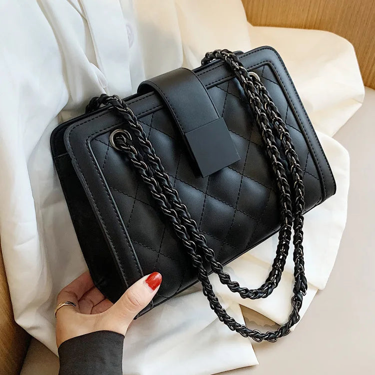 Vintage Mini Faux Leather Purse Rhombus Handbag With Chain for Women