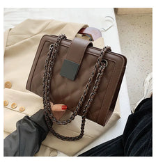 Vintage Mini Faux Leather Purse Rhombus Handbag With Chain for Women