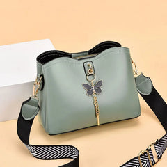 Fitshinling PU Women's Bag Butterfly Pendant Purse Female Faux Leather