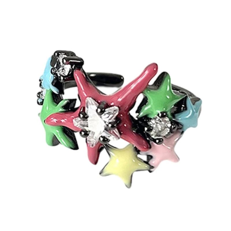 Star Crystal Zircon Ring Girls Travel Accessory Gift