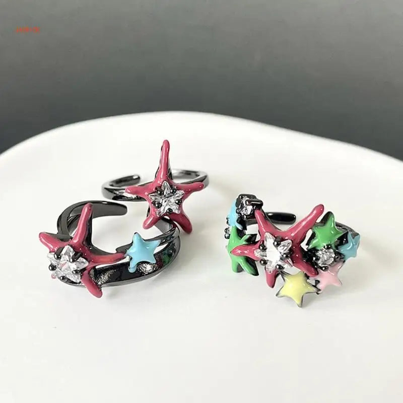 Star Crystal Zircon Ring Girls Travel Accessory Gift