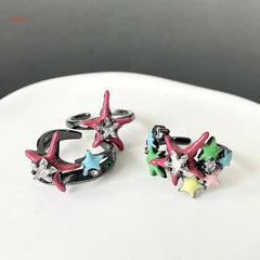 Star Crystal Zircon Ring Girls Travel Accessory Gift