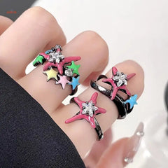 Star Crystal Zircon Ring Girls Travel Accessory Gift