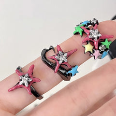 Star Crystal Zircon Ring Girls Travel Accessory Gift