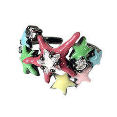Crystal Micro-Inlaid Zircon Star Ring Girls Travel Accessories