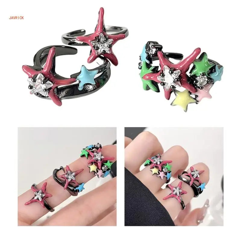 Star Crystal Zircon Ring Girls Travel Accessory Gift
