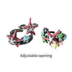 Crystal Micro-Inlaid Zircon Star Ring Girls Travel Accessories