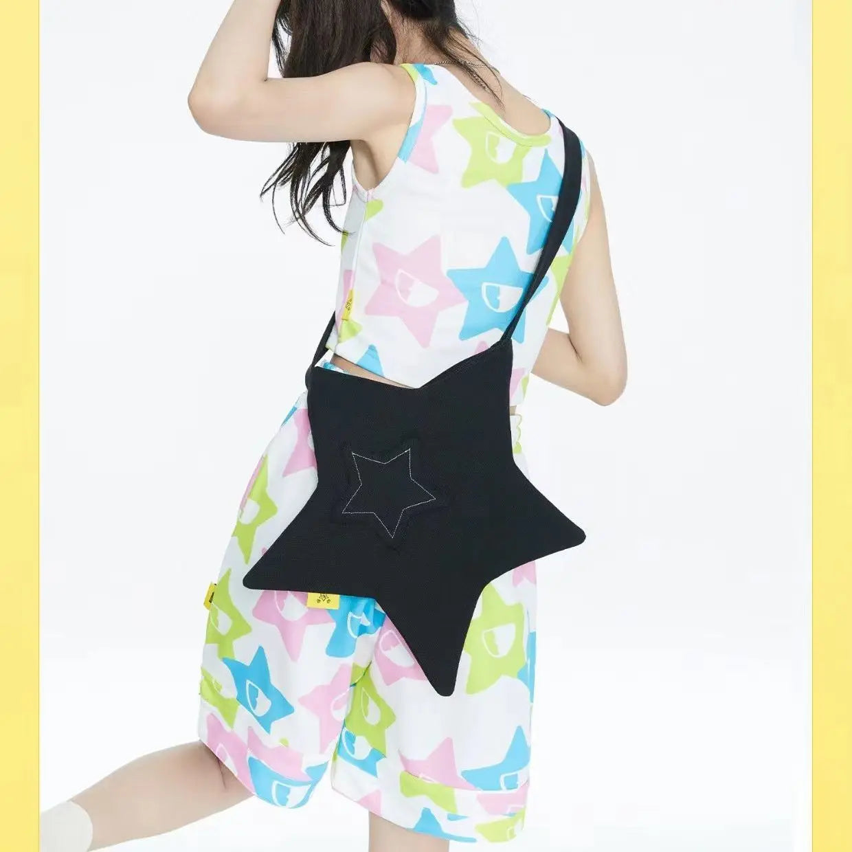 Five Pointed Star Canvas Bag Multicolor Messenger Shoulder Star Bag